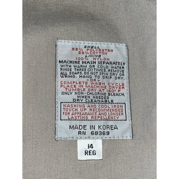 London Fog Trench Coat Women's Sz 14 Khaki Tan Hooded Long Mid Calf Vintage - Picture 11 of 16